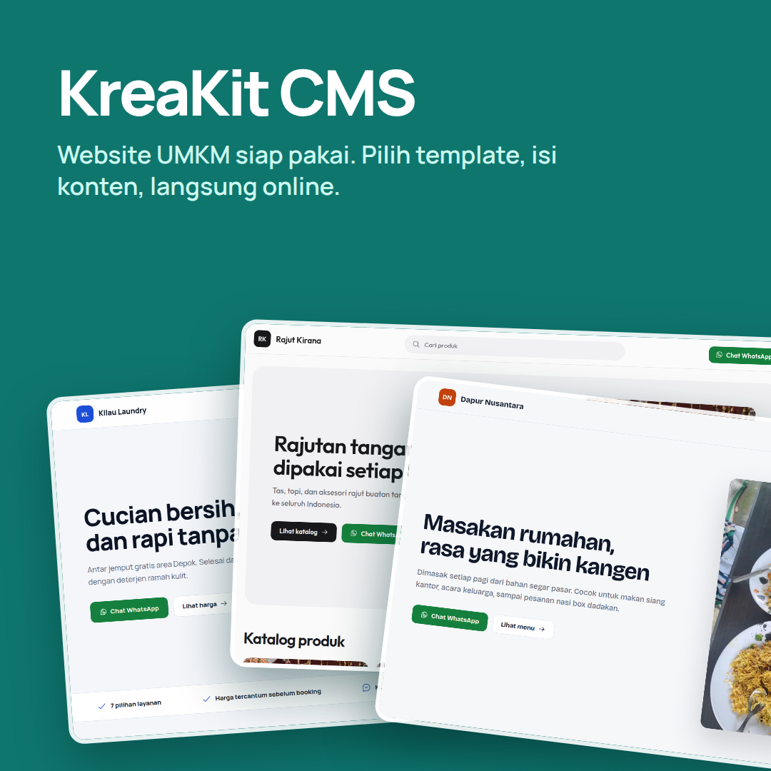 Gambar 1 KreaKit CMS - Website Katalog UMKM Siap Pakai