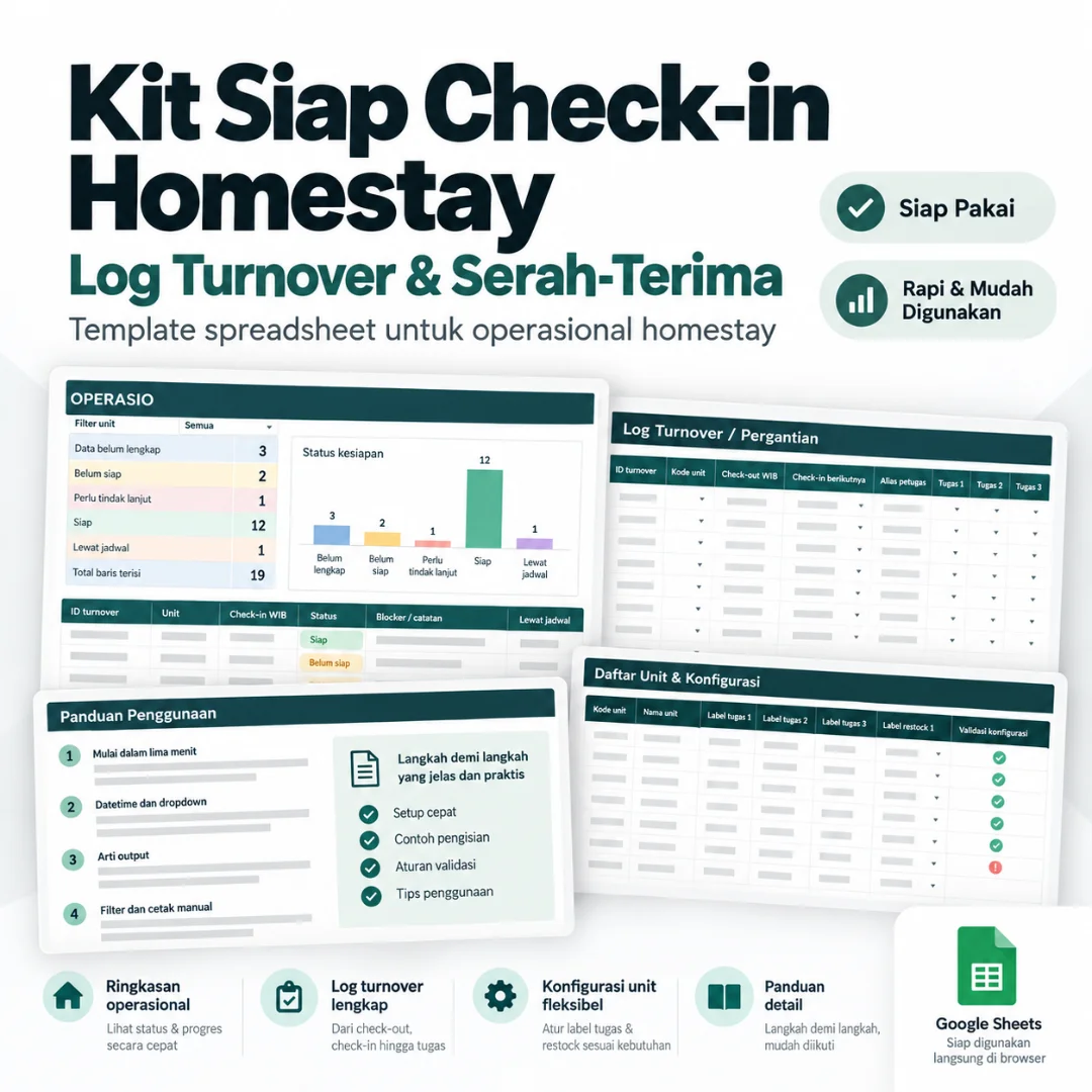 Gambar 1 Kit Siap Check-in Homestay — Log Turnover & Serah-Terima