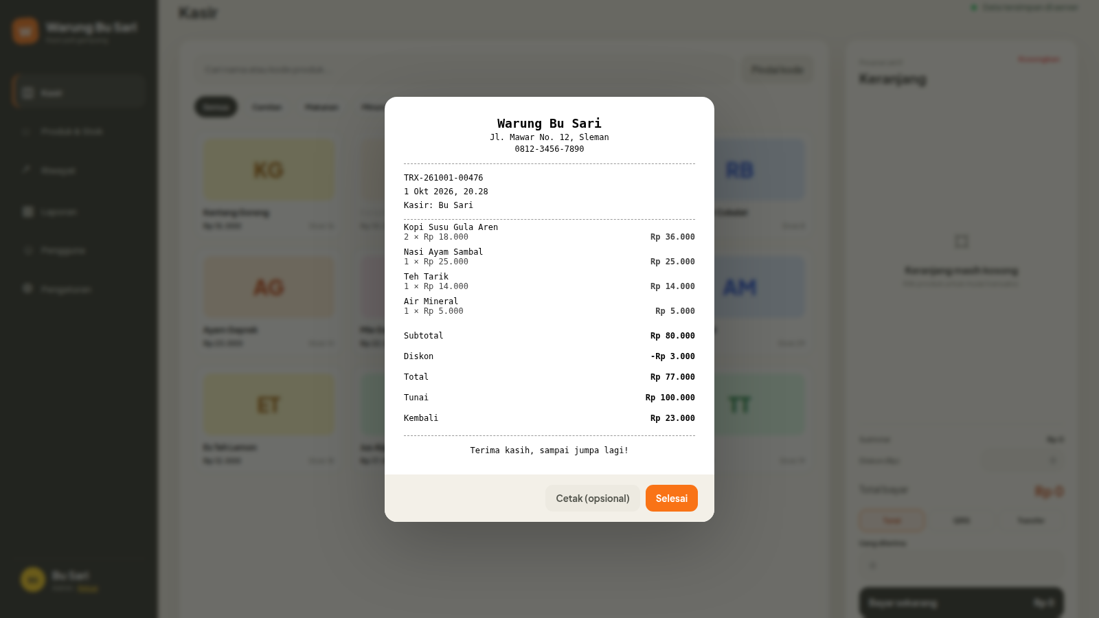 Gambar 9 Warungin — Aplikasi Kasir UMKM (PHP + MySQL)