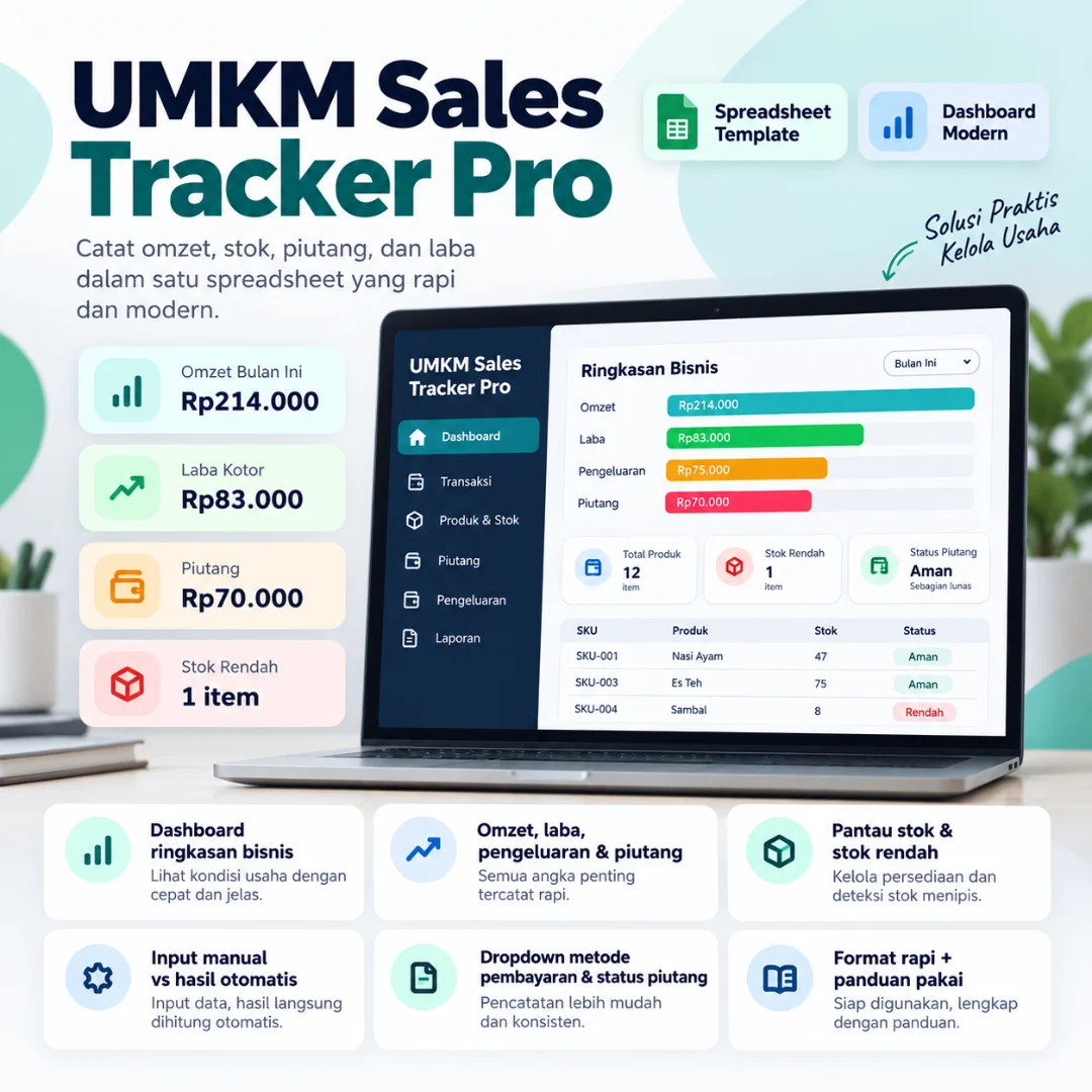 UMKM Sales Tracker Spreadsheet Pro