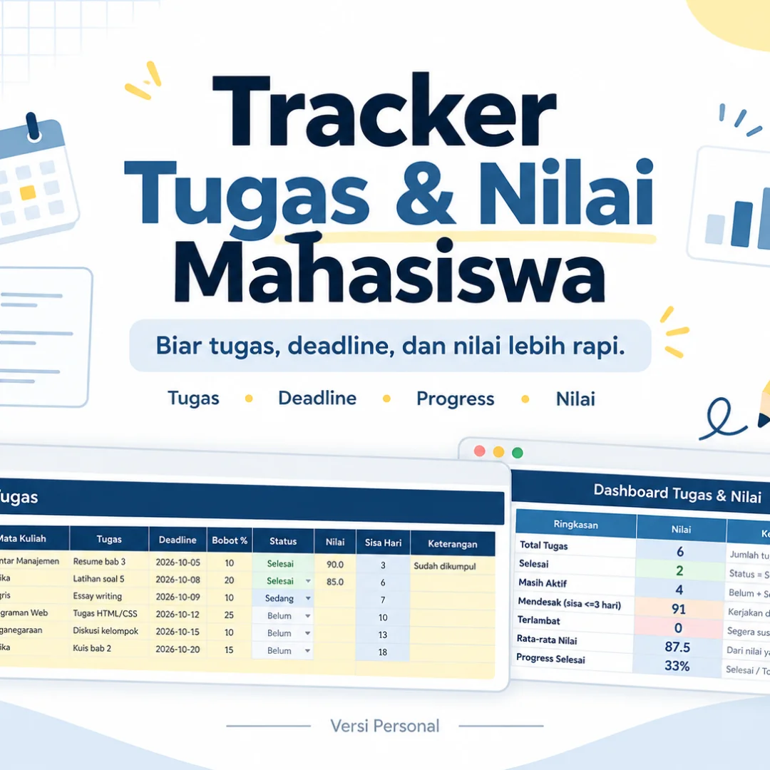 Tracker Tugas & Nilai - Template Spreadsheet