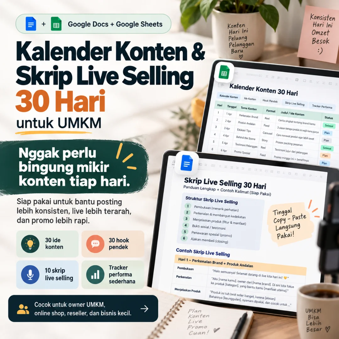 Kalender Konten & Skrip Live Selling 30 Hari untuk UMKM